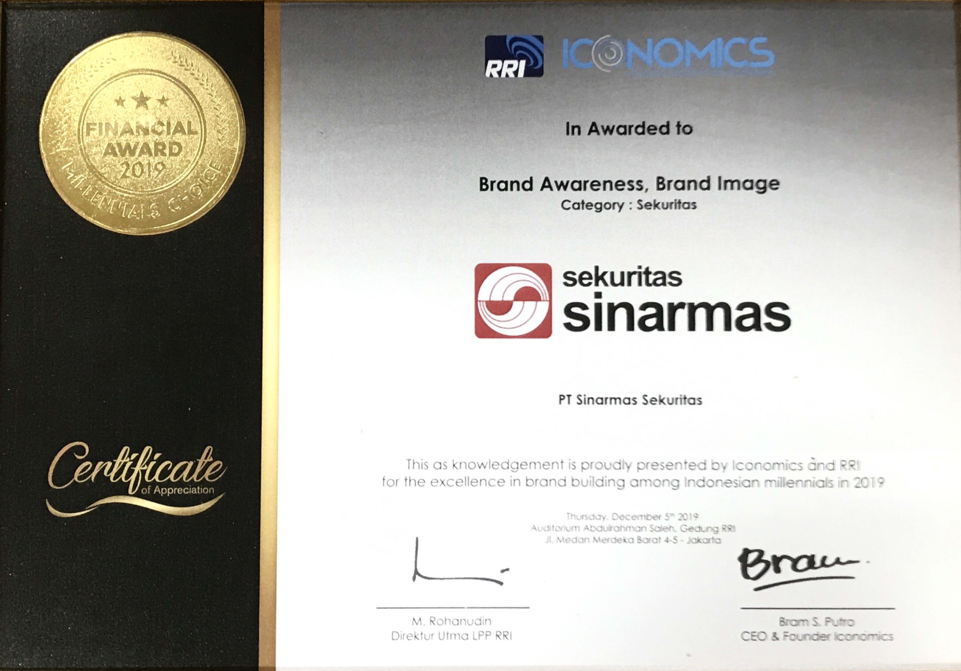 Iconomics : Financial Award 2019